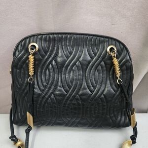 Authentic vintage Black Quilted Leather Fendi Pasta Shoulder Bag
